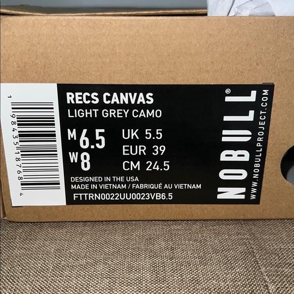 Women's Recs Canvas NoBull - Light Grey Camo size 8 lifting gym workout flat - Picture 7 of 9